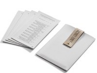 Additional picture of Leather Simanim Card Holder Includes Set of 4 White Simanim Cards Hebrew Gold 5" x 8"