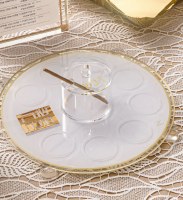 Additional picture of Lucite Simanim Tray Round Classic 2.0 Design Hebrew Gold 11"