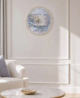Additional picture of Lucite Kosel Clock Painted Artwork Blue Gold 20"