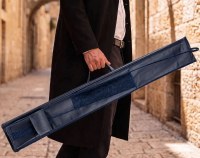 Additional picture of Faux Leather Lulav and Esrog Holder Fur Geometric Design Navy 52"