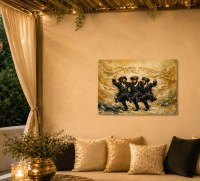 Additional picture of Vinyl Vesamachta Bechagecha Wall Hanging Sukkah Decoration Gold 36" x 24"
