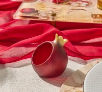 Additional picture of Resin Personal Honey Dish Pomegranate Design 4 Piece Set Red 2.25"