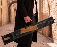 Additional picture of Faux Leather Lulav and Esrog Holder Fur Geometric Design Black Brown 52"