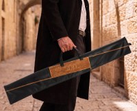 Additional picture of Faux Leather Lulav Holder Fur Geometric Design Black Brown 52"