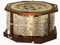 Additional picture of Magid Kaarah Mahogany Silver Plated 3 Tier Retractable Shtender Limited Edition 16"