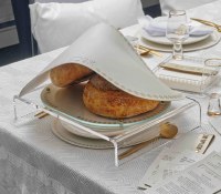 Additional picture of Lucite Suspended Challah Board Marquesa Design Silver 18" x 13"