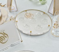 Additional picture of Lucite Seder Plate Kaarah Regal Design Gold 13.75"