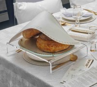 Additional picture of Lucite Suspended Challah Board Marquesa Design Gold 18" x 13"