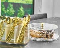 Additional picture of Lucite Cake Dome Inspired Cartier Design Gold 10"