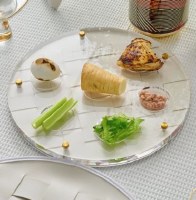 Additional picture of Lucite Seder Plate Kaarah Woven Design Gold 13.75"