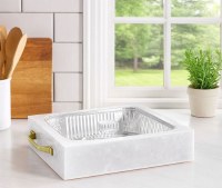 Additional picture of Lucite Smart Pan 9x13 Holder Gold Rectangle Handles Pearlstone