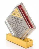 Additional picture of Lucite Matches Holder Jar Diamond Design Gold 4.5"