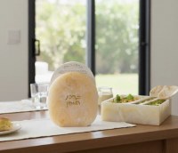 Additional picture of Resin Bencher Holder Oval Design Includes Set Of 6 White Lucite Birchas Hamazon Cards Ashkenaz Gold