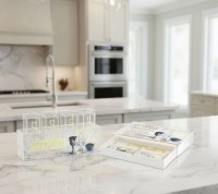 Additional picture of Lucite Painted Havdallah Gift Box Drawer Set Hebrew Ashkenaz Havdallah Scene Gold