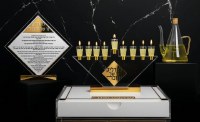 Additional picture of Lucite Menorah Tray with White Drawer Classic 2.0 Design Gold 11" x 17"