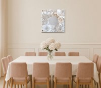 Additional picture of Floating Lucite Eishes Chayil Wall Hanging Hebrew 3D Papercut Floral Design Gold 14" x 14"