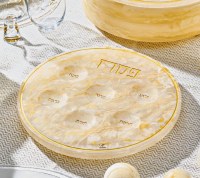 Additional picture of Resin Kaarah Seder Plate Marbelized Gold 13.75"