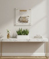 Additional picture of Floating Lucite Birchas Habayis Hebrew Wall Hanging Kosel at Winter Frame Design Gold 14"