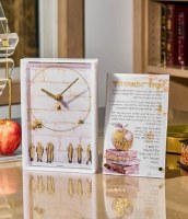 Additional picture of Lucite Tabletop Frame Desk Clock Pearlstone Style Kosel Design Gold 9.5"