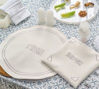 Additional picture of Pesach Set Faux Leather 4 Piece White and Silver Pearlstone Style