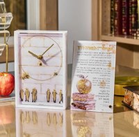 Additional picture of Lucite Table Top Tefila L'moreh Derech Plaque Apple Design Painted Artwork Hebrew Gold 5" x 9"