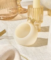 Additional picture of Resin Personal Honey Dish Pomegranate Design 4 Piece Set Gold 2.25"