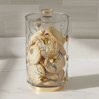 Additional picture of Lucite Round Cookie Jar Golden Branch Design 7"