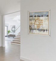 Additional picture of Floating Lucite Im Eshkochaich Hebrew Artwork Leatherite Kosel Design Gold Accent