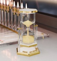 Additional picture of Glass 30 Minute Sand Timer v2 Turning Hourglass Style Gold 7.7"