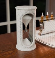 Additional picture of Faux Leather Sand Timer Woven Design Silver 5.9"