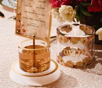 Additional picture of Lucite Honey Dish with Dipper Blush Nectar Design Gold 3.95"