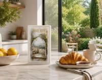 Additional picture of Faux Leather Birchas Hashachar Booklet Hebrew Golden Day Kosel Design Gold Accent 5" x 8"