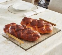 Additional picture of Lucite Challah Board Wave Design Gold Handles 11" x 16"