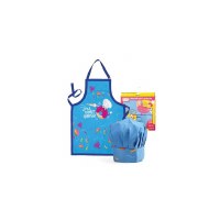 Additional picture of Childrens Chanukah Apron and Hat 2 Piece Set Blue