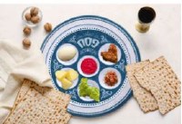 Additional picture of Round Melamine Seder Plate Floral Design Blue 12"