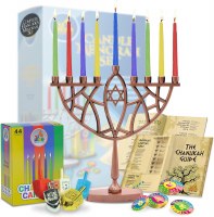 Additional picture of Silver Plated Candle Menorah Complete Chanukah Set