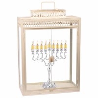Additional picture of Menorah Glass Display Box Medium Size Sailor Knot Design Gold 19.75"