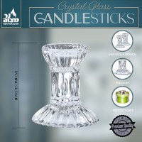 Additional picture of Crystal Candlesticks 3" Round Base with Fluted Design