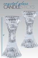 Additional picture of Crystal Candlesticks 5" Pinched Fluted Cylinder