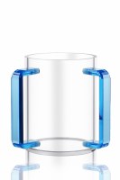 Additional picture of Round Lucite Wash Cup Colored Rectangle Handles Blue 5"