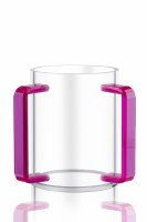 Additional picture of Round Lucite Wash Cup Colored Rectangle Handles Pink 5"