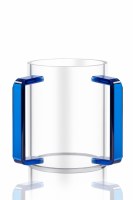 Additional picture of Round Lucite Wash Cup Colored Rectangle Handles Dark Blue 5"