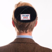 Additional picture of Yarmulke Trump Vance Logo 2024 Suede Black Large Size