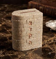 Additional picture of Resin Tzedakah Box Kosel Design Beige 5"