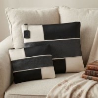 Additional picture of Tallis and Tefillin Bag Set Faux Leather Layered Brick Design Black Gray White