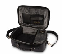 Additional picture of Tallis and Tefillin Faux Leather Travel Bag with Handle and Strap Gold Plate Black