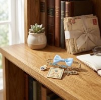 Additional picture of Baby Charm Pin Hamsa and Mazal Blue