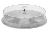Additional picture of Lucite Round 5 Part Sectional with Cover Serving Tray Marble 12"