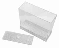Additional picture of Lucite Square Matzah Box Silver Glitter Design 8"
