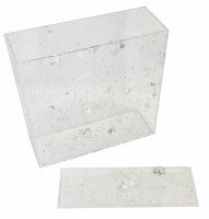 Additional picture of Lucite Square Matzah Box Silver Color Flakes Design 8"